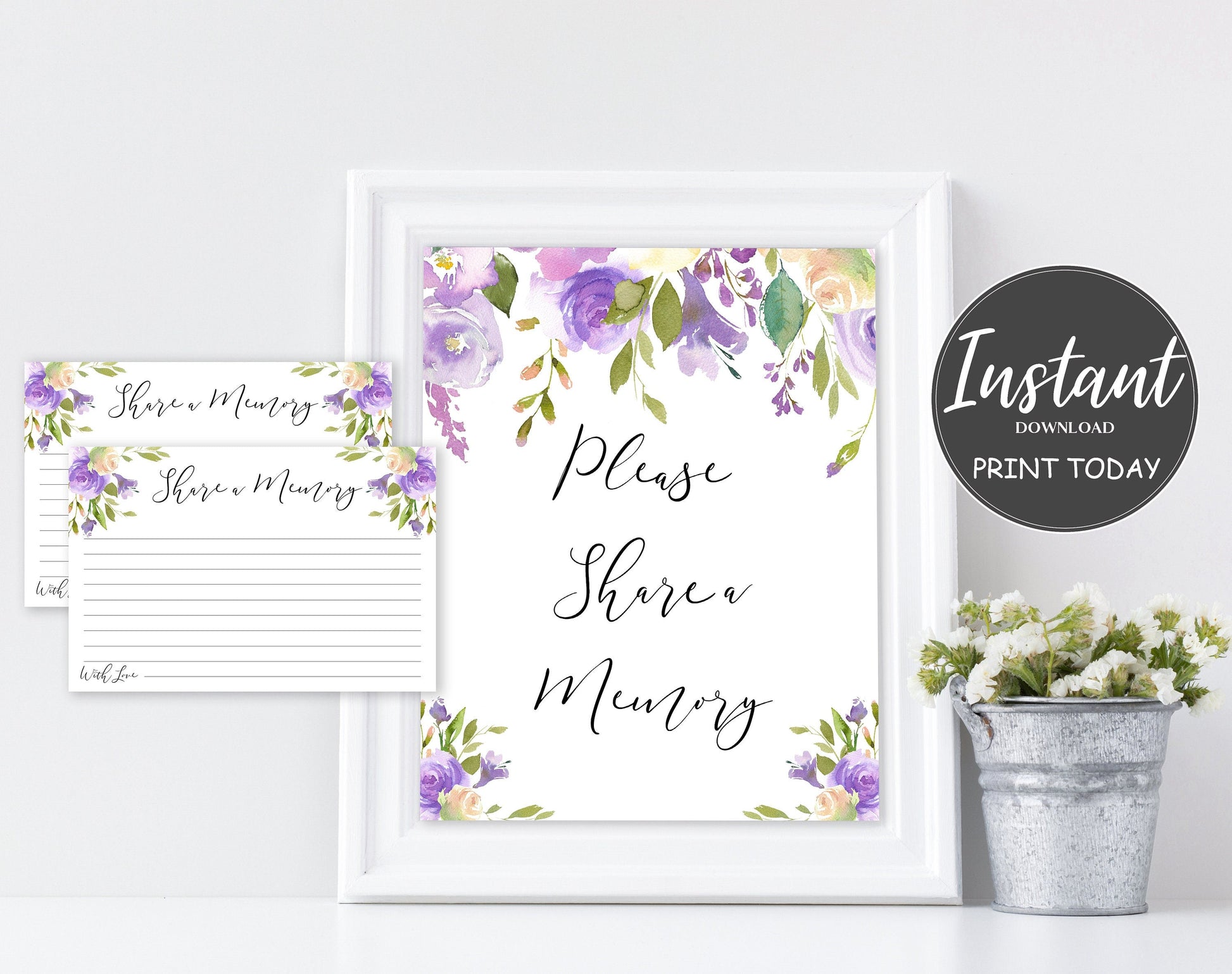 Share a Memory Sign and Cards for Funeral | Memorial Keepsake | Celebration of Life Favors | A105 - lovingmemoryprints