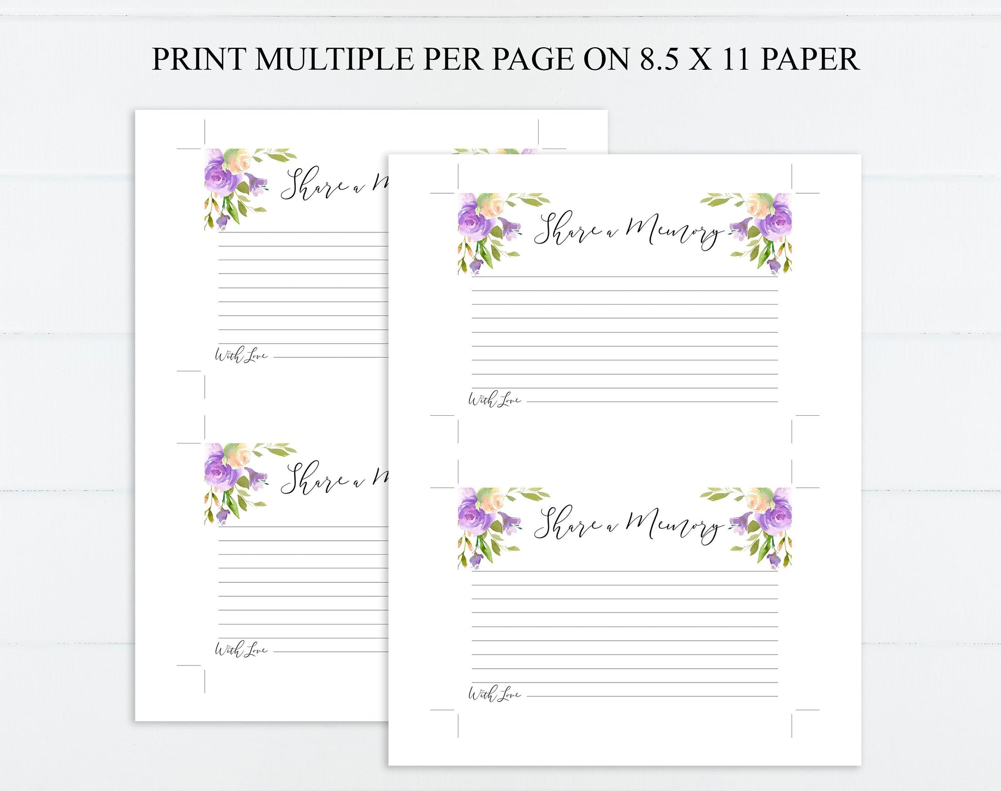 Share a Memory Sign and Cards for Funeral | Memorial Keepsake | Celebration of Life Favors | A105 - lovingmemoryprints