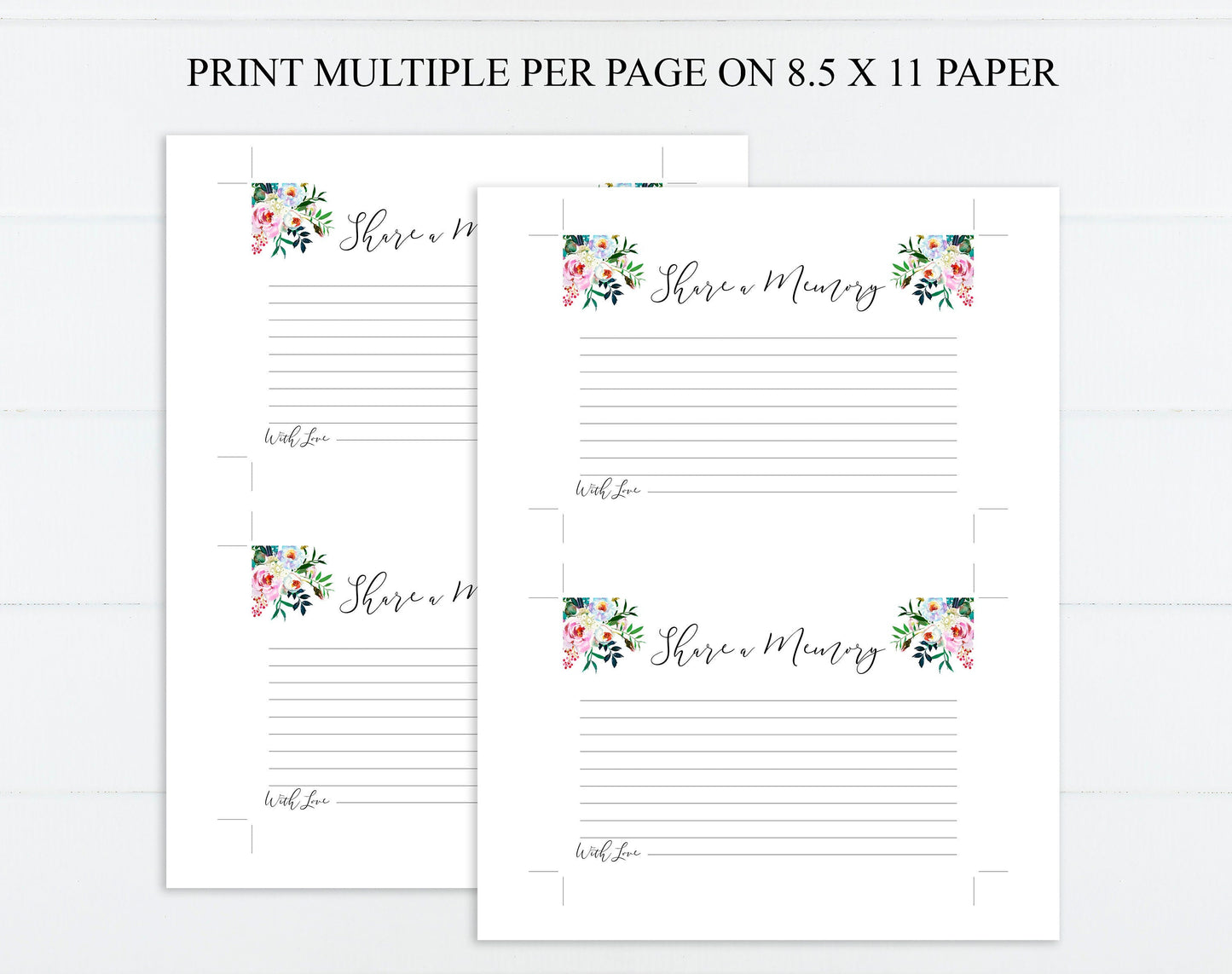 Share a Memory Sign and Cards for Funeral | Memorial Keepsake | Celebration of Life Favors | Floral Favors | A103 - lovingmemoryprints
