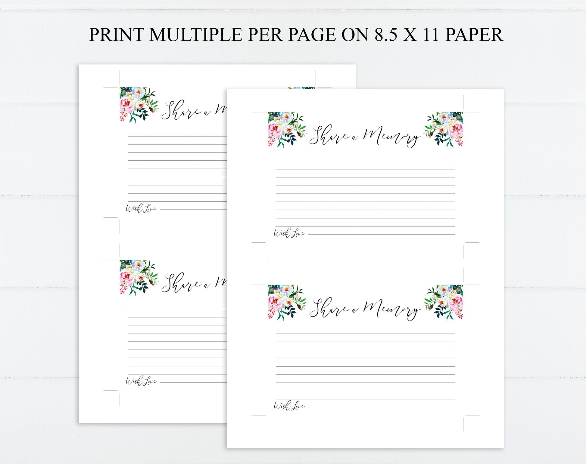 Share a Memory Sign and Cards for Funeral | Memorial Keepsake | Celebration of Life Favors | Floral Favors | A103 - lovingmemoryprints