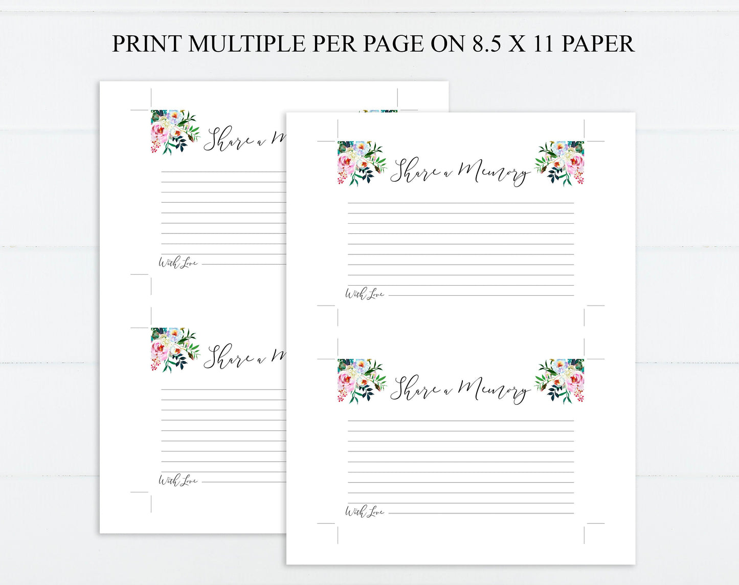 Share a Memory Sign and Cards for Funeral | Memorial Keepsake | Celebration of Life Favors | Floral Favors | A103 - lovingmemoryprints