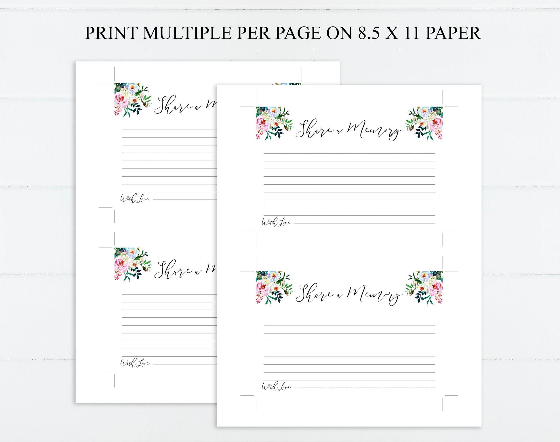 Share a Memory Sign and Cards for Funeral | Memorial Keepsake | Celebration of Life Favors | Floral Favors | A103 - lovingmemoryprints