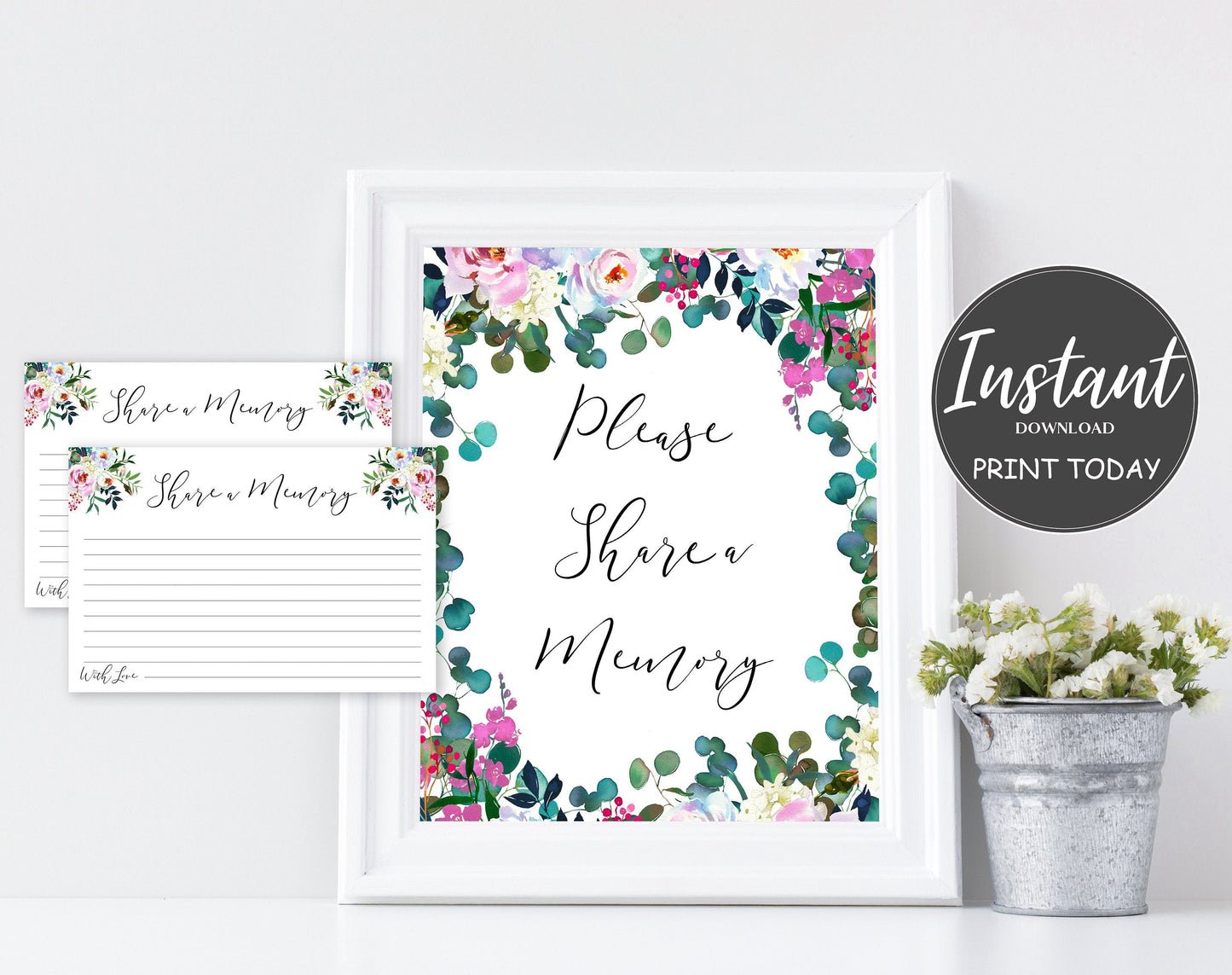 Share a Memory Sign and Cards for Funeral | Memorial Keepsake | Celebration of Life Favors | Floral Favors | A103 - lovingmemoryprints