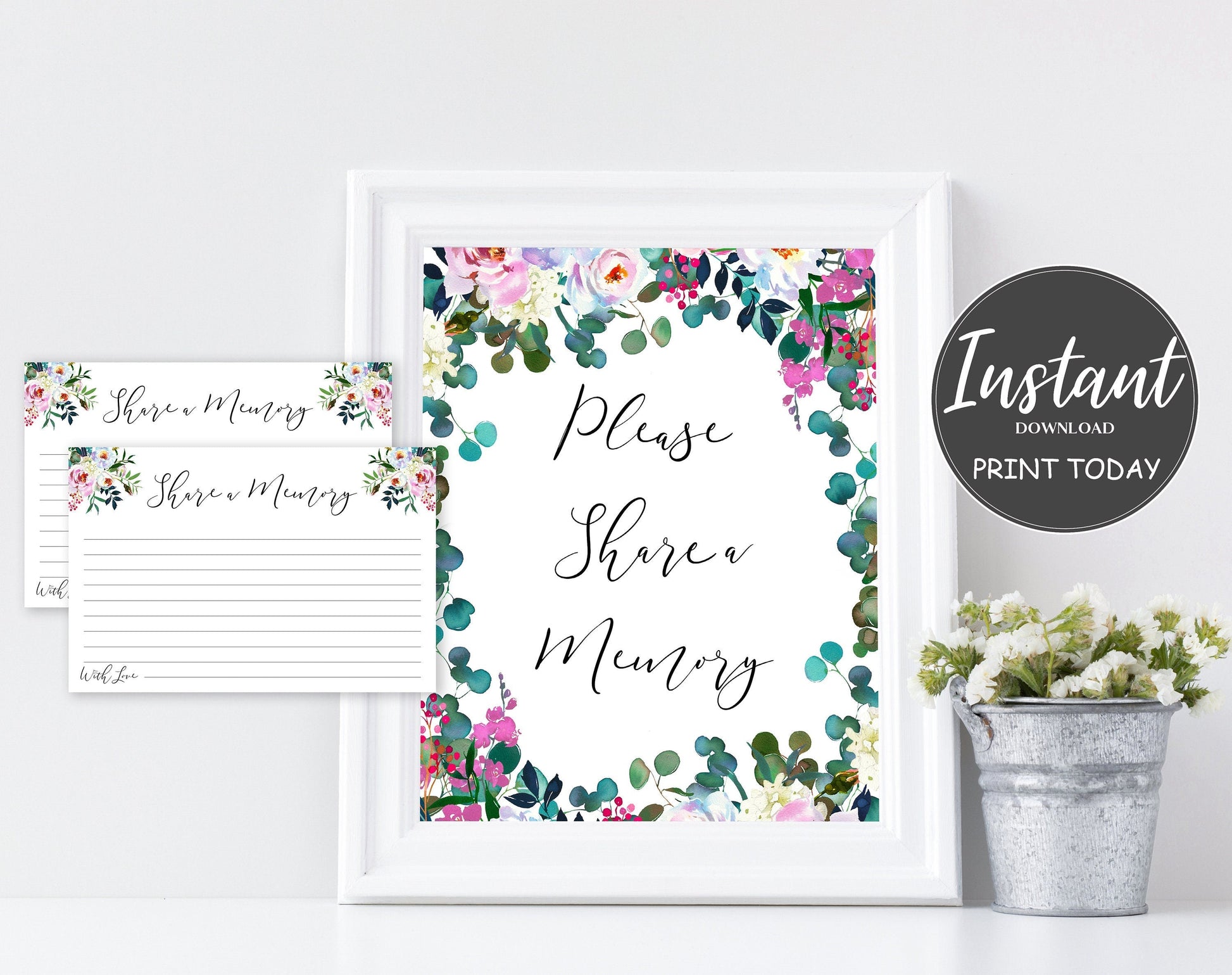 Share a Memory Sign and Cards for Funeral | Memorial Keepsake | Celebration of Life Favors | Floral Favors | A103 - lovingmemoryprints