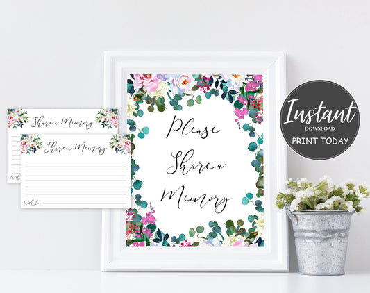 Share a Memory Sign and Cards for Funeral | Memorial Keepsake | Celebration of Life Favors | Floral Favors | A103 - lovingmemoryprints