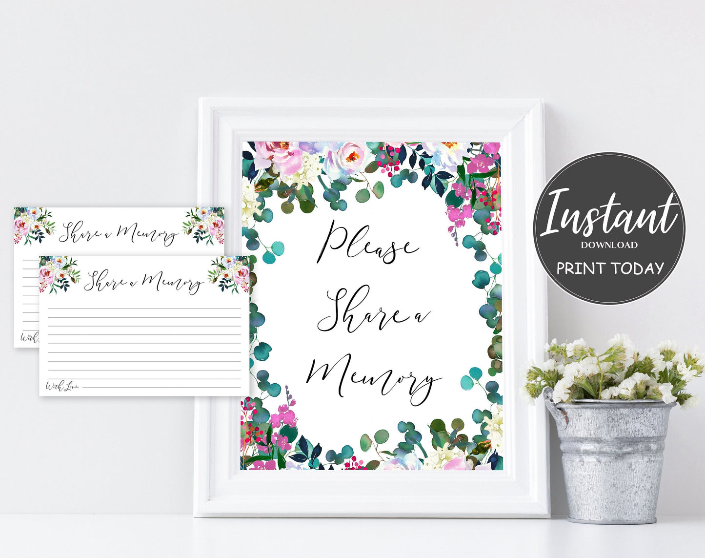 Share a Memory Sign and Cards for Funeral | Memorial Keepsake | Celebration of Life Favors | Floral Favors | A103 - lovingmemoryprints