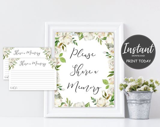 Share a Memory Sign and Cards for Funeral | Memorial Keepsake | Celebration of Life Favors | Gold Funeral |A107 - lovingmemoryprints