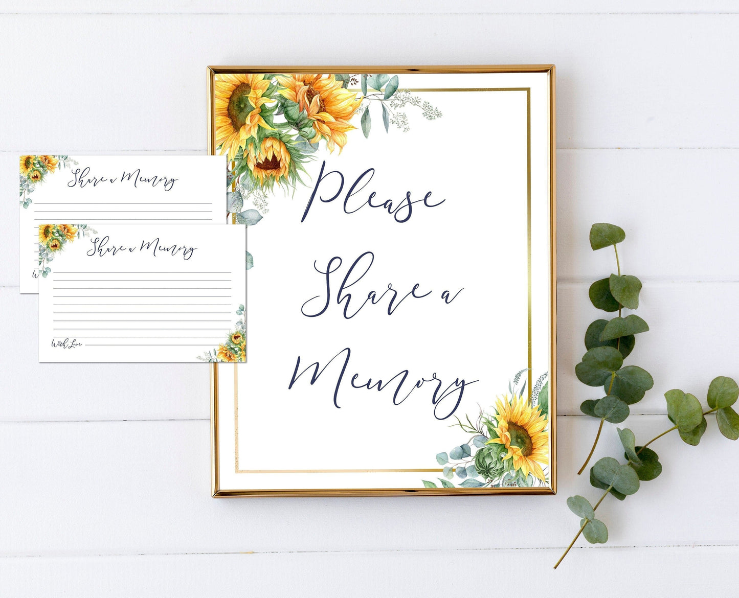 Share a Memory Sign and Cards for Funeral | Sunflowers Memorial Keepsake | Floral Celebration of Life Favors | B130 - lovingmemoryprints