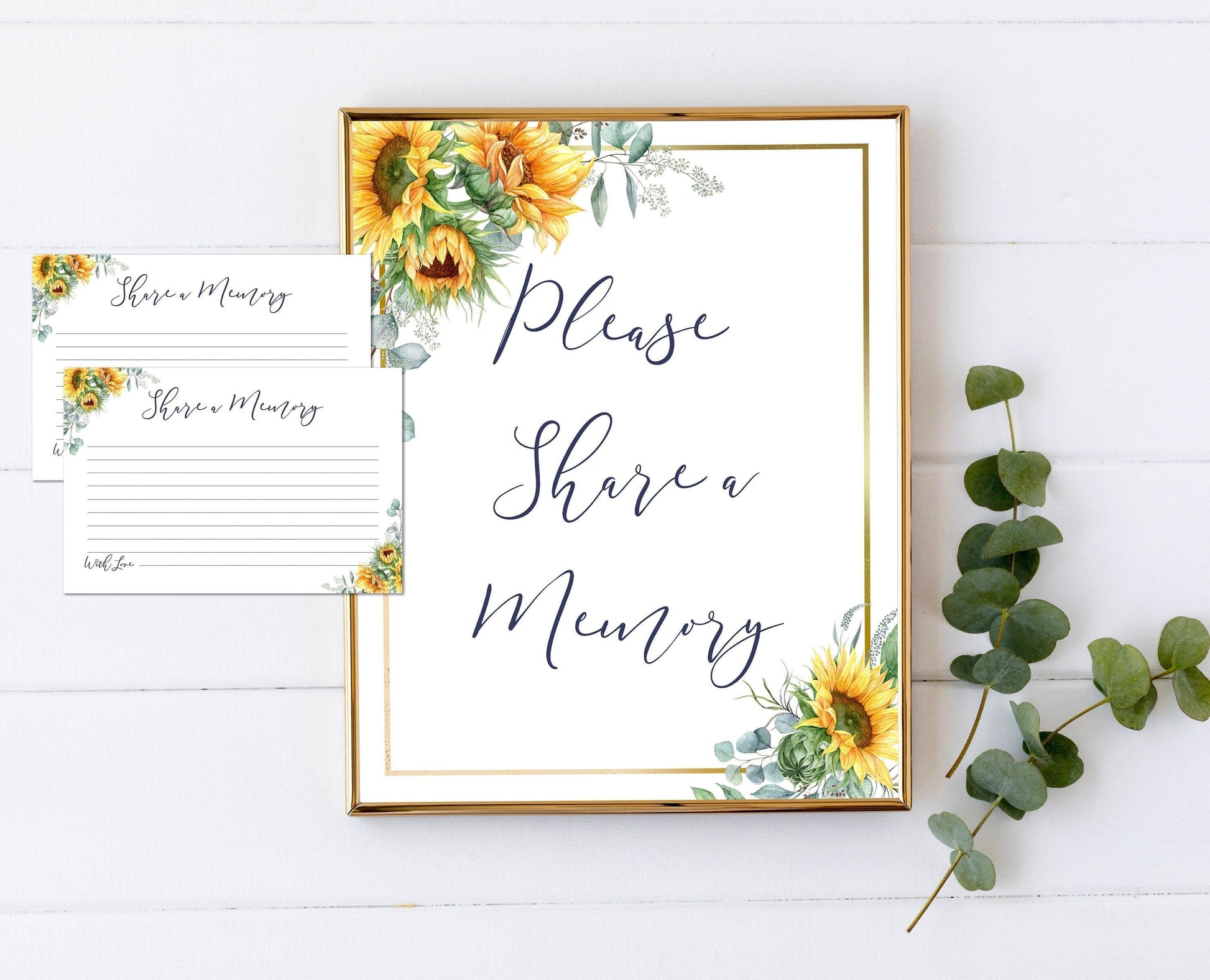 Share a Memory Sign and Cards for Funeral | Sunflowers Memorial Keepsake | Floral Celebration of Life Favors | B130 - lovingmemoryprints