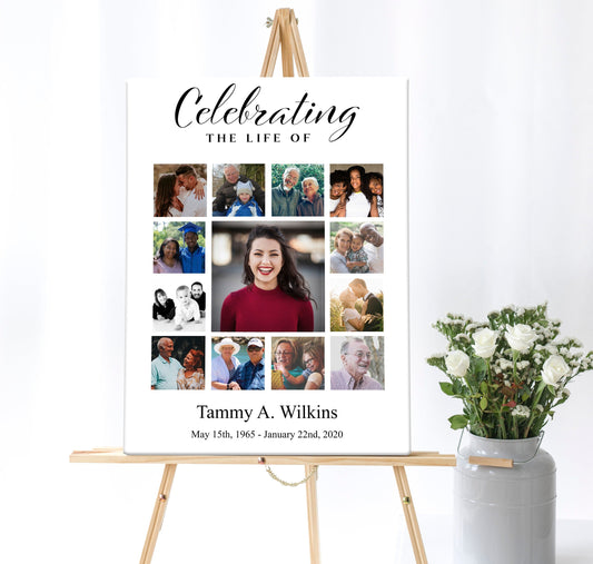 Simple Funeral Poster Template With Photo Collage - lovingmemoryprints