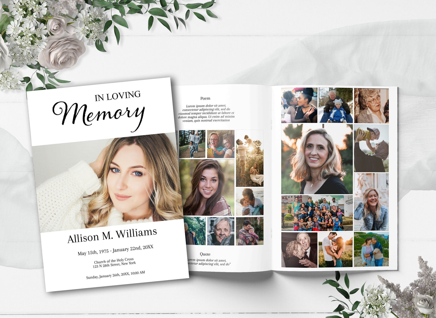 Simple Funeral Program Template - 8 Page - lovingmemoryprints
