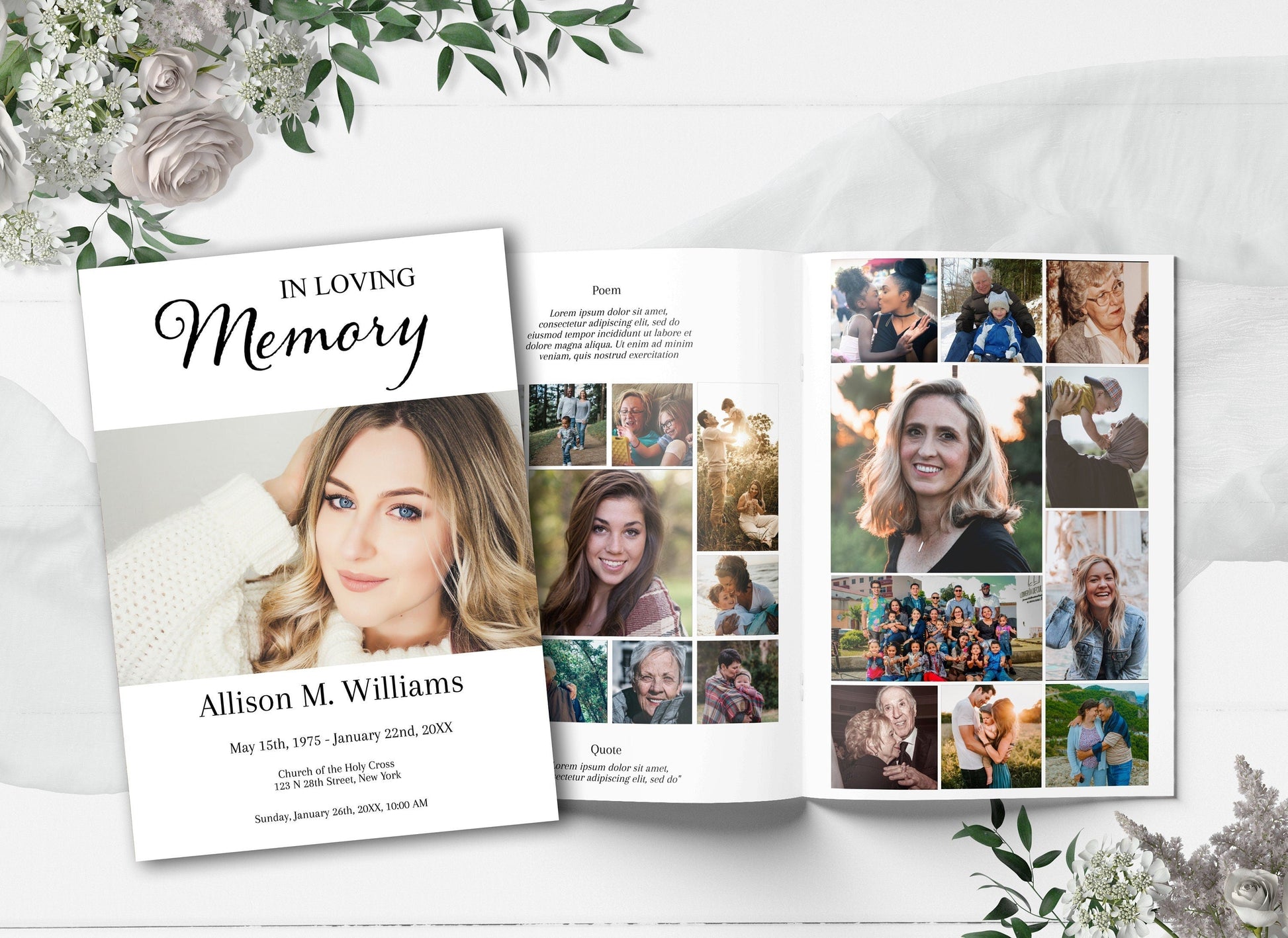 Simple Funeral Program Template - 8 Page - lovingmemoryprints