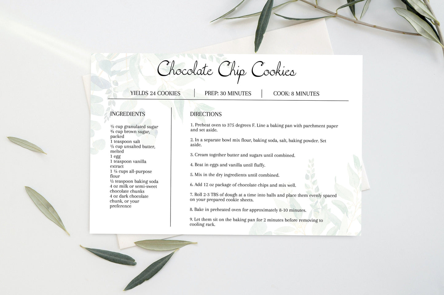 Simple Recipe Card Template Fully Editable - lovingmemoryprints