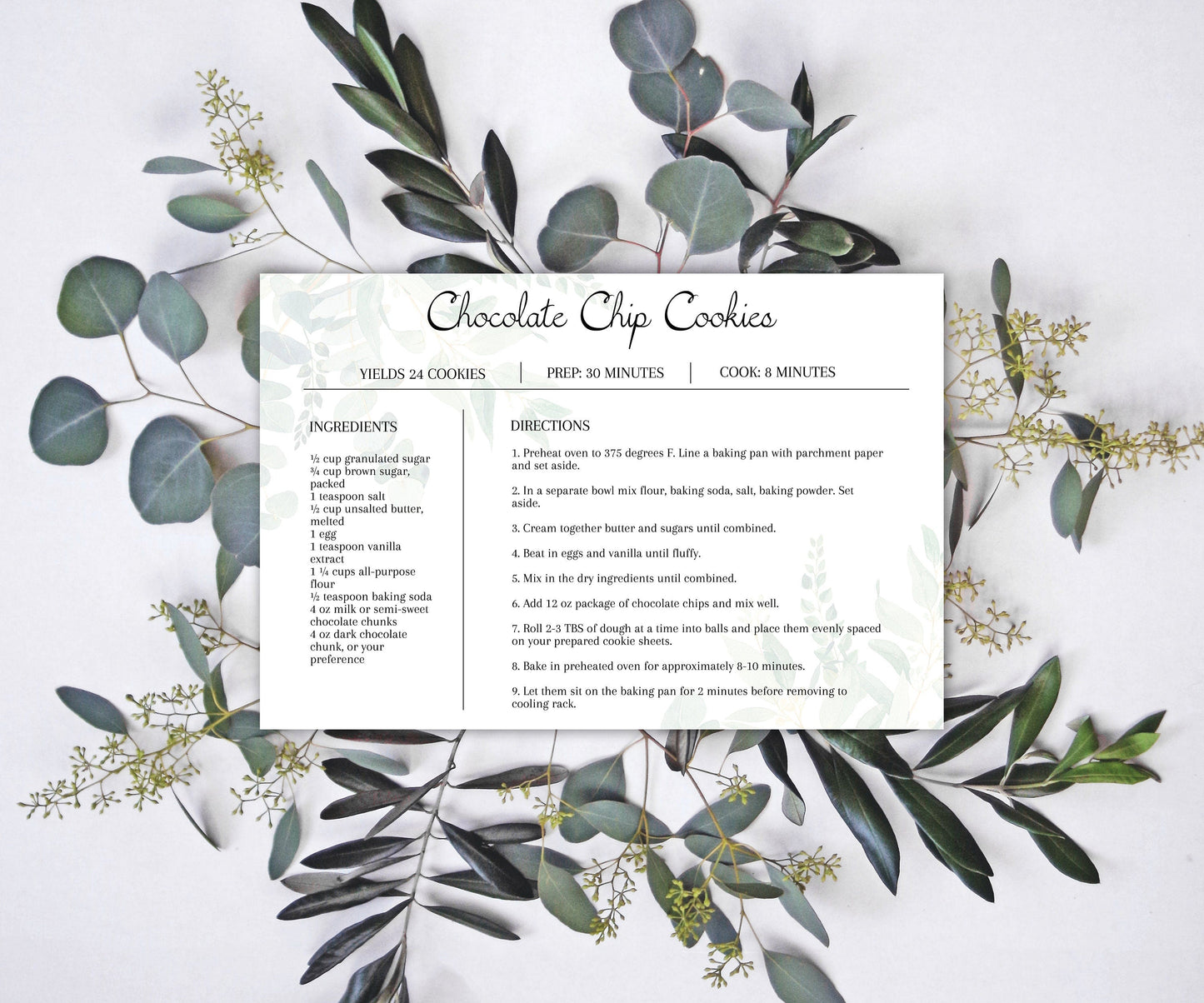 Simple Recipe Card Template Fully Editable - lovingmemoryprints