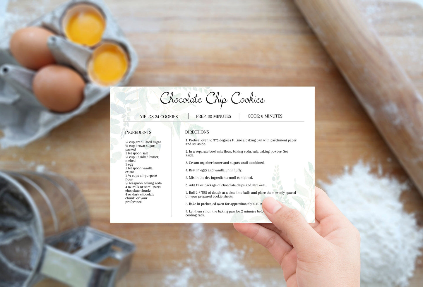 Simple Recipe Card Template Fully Editable - lovingmemoryprints
