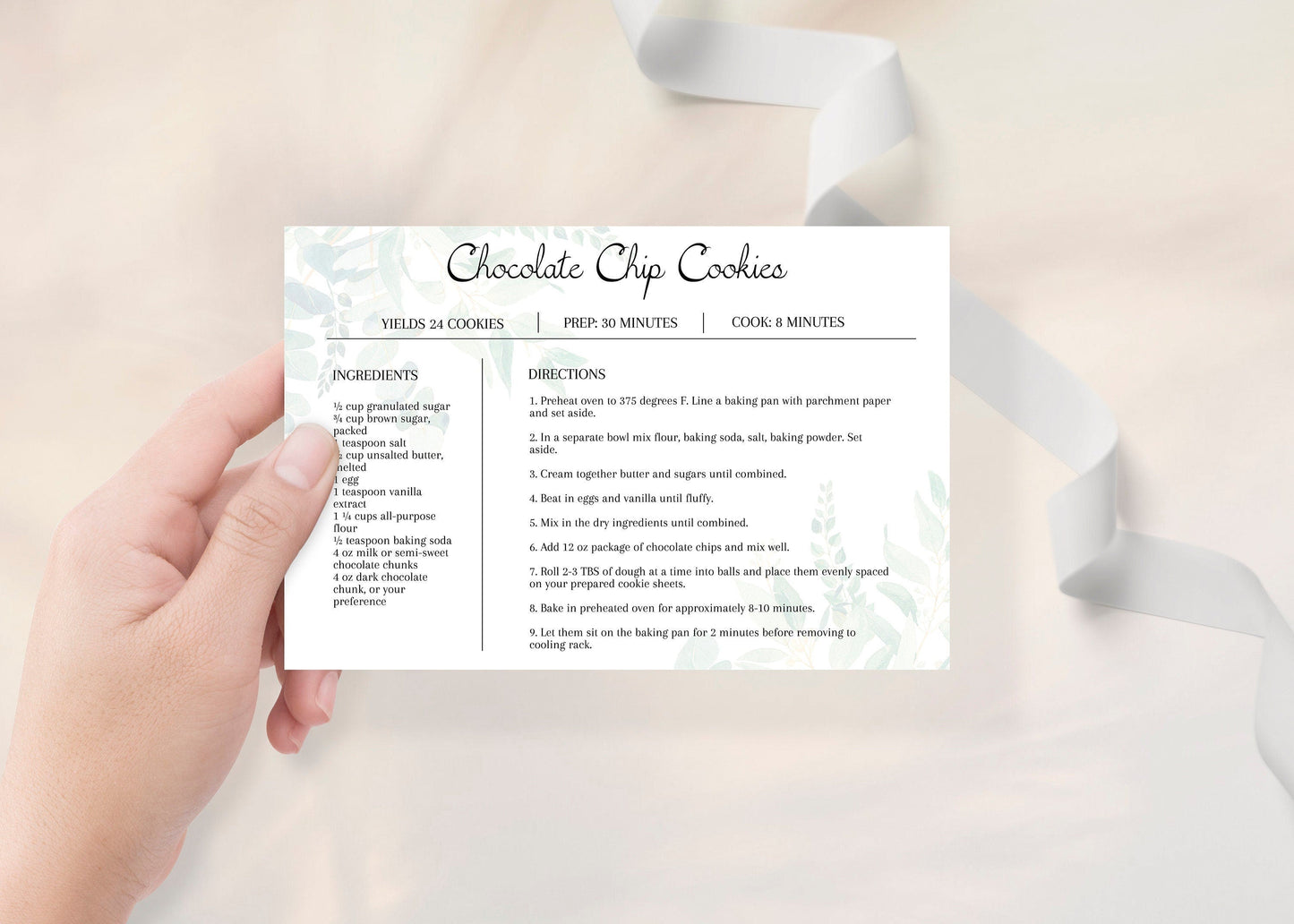 Simple Recipe Card Template Fully Editable - lovingmemoryprints