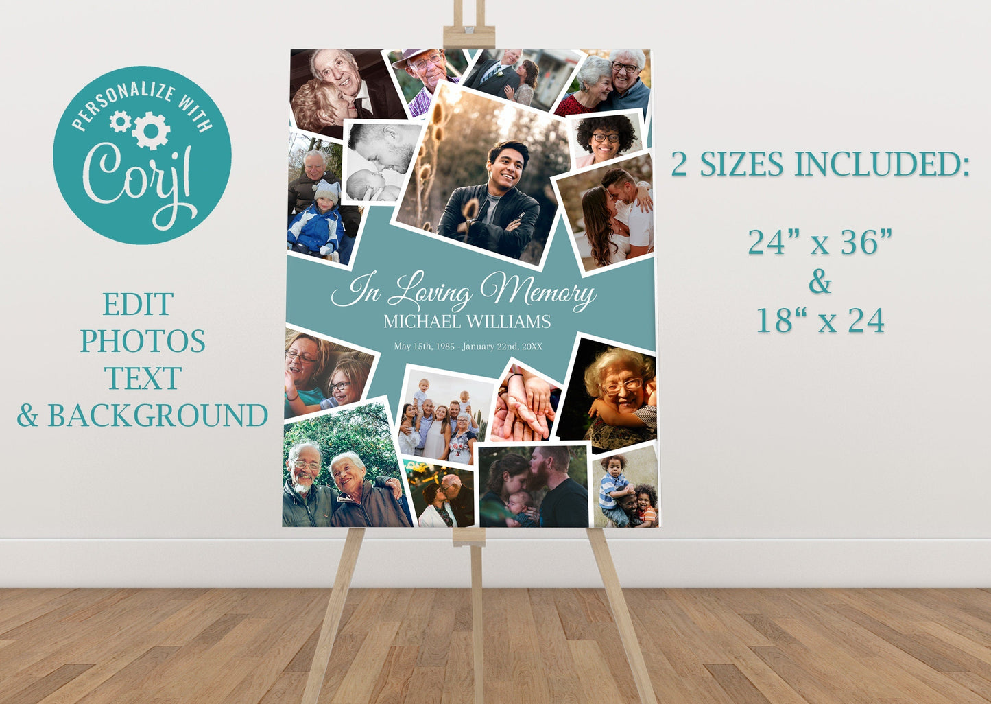 Staggered Photo Collage Funeral Poster - lovingmemoryprints