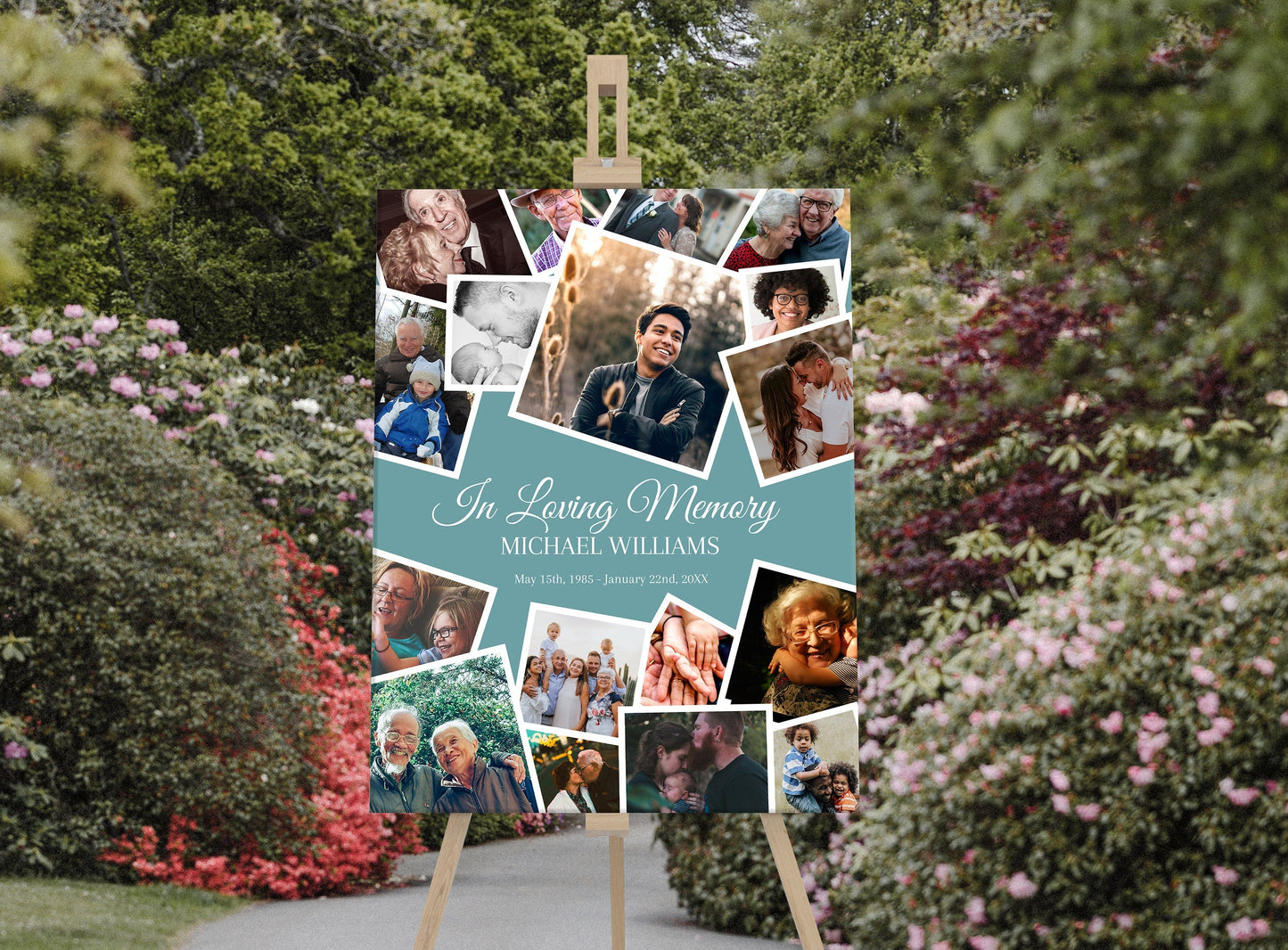 Staggered Photo Collage Funeral Poster - lovingmemoryprints