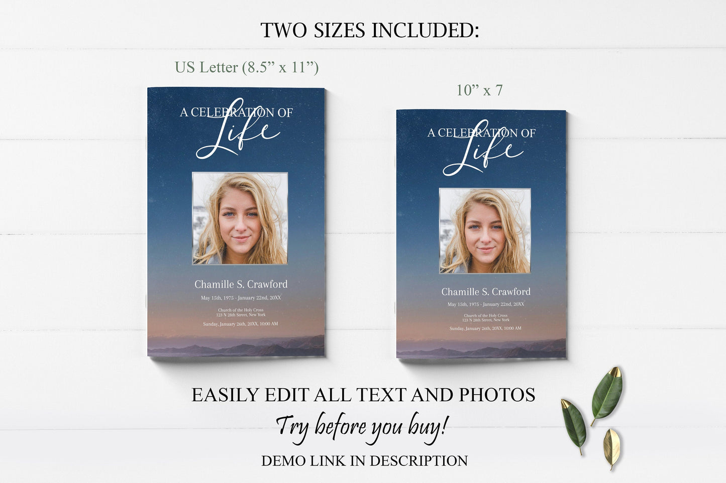 Starry Sky Funeral Program Template - 8 Page - lovingmemoryprints