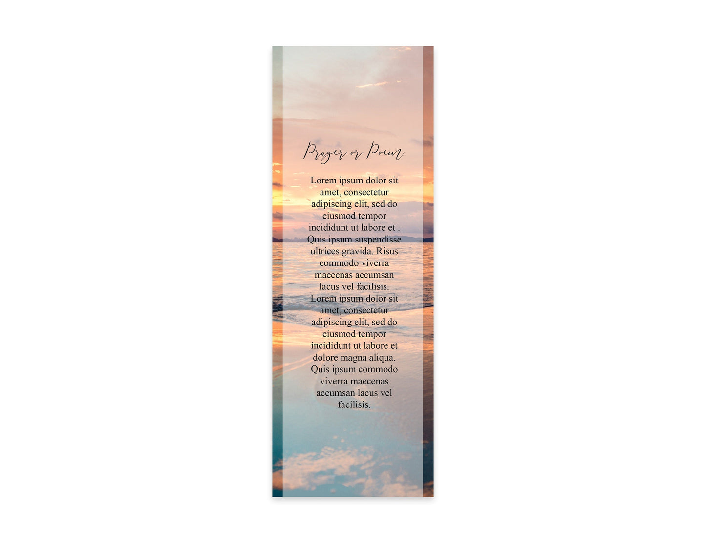Sunset Funeral Bookmark Keepsake Template - lovingmemoryprints