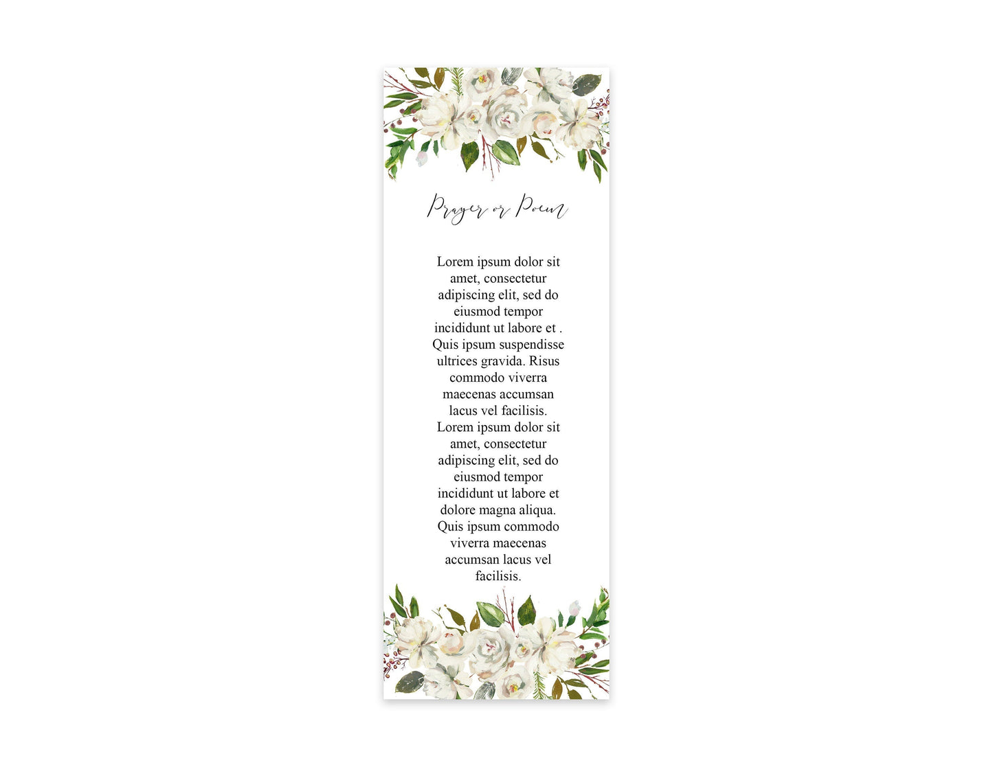 White Rose Funeral Bookmark Keepsake - lovingmemoryprints