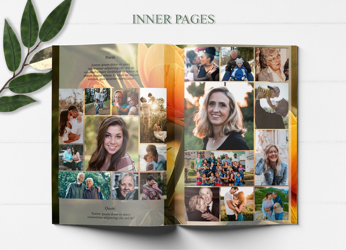 Yellow Flower 8 Page Funeral Program Template - lovingmemoryprints