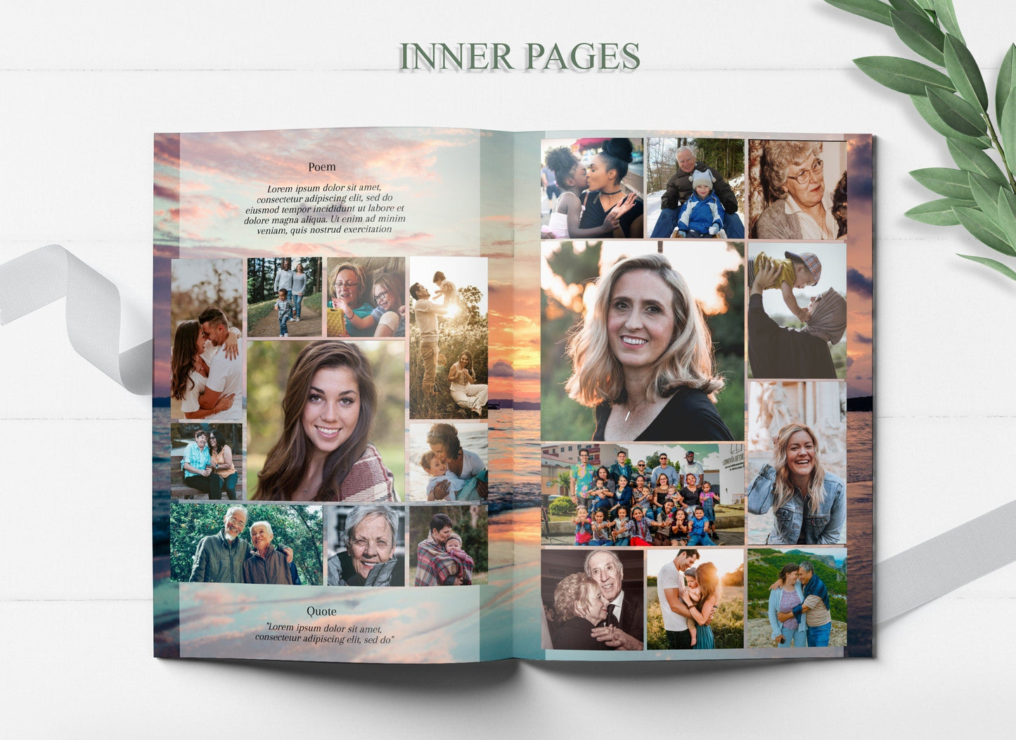 Yellow Ocean Sunset Themem Funeral Program Template - 8 Page - lovingmemoryprints