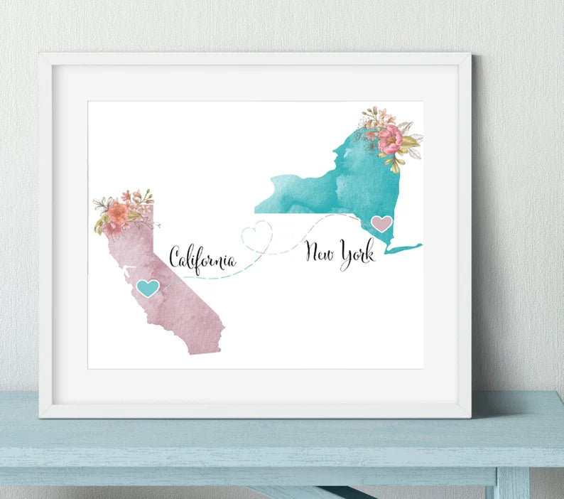 Going away gift idea moving to college maps californa to newyork