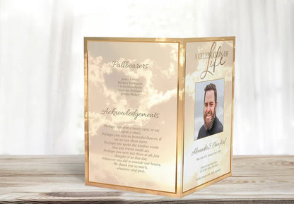 Heavenly Clouds Funeral Program Template - 8 Page