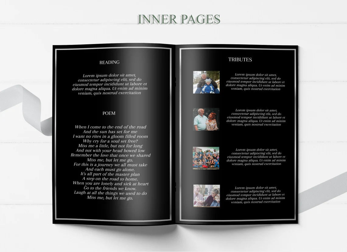 Black and Silver Funeral Program Template - 8 Page - lovingmemoryprints