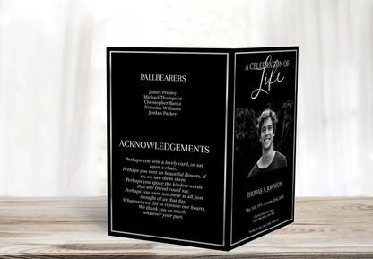 Black and Silver Funeral Program Template - 8 Page - lovingmemoryprints