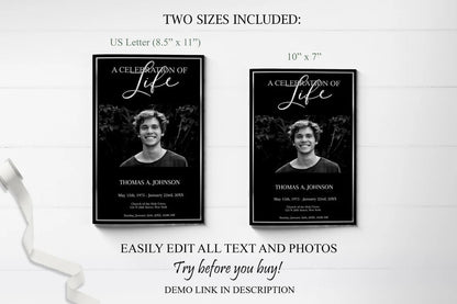Black and Silver Funeral Program Template - 8 Page - lovingmemoryprints