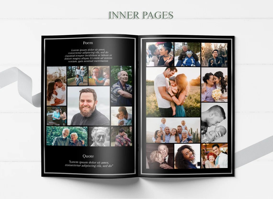 Black and Silver Funeral Program Template - 8 Page - lovingmemoryprints