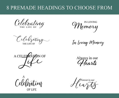 Blue Watercolor Funeral Poster With Photo Display Templates - Set of 5 - lovingmemoryprints