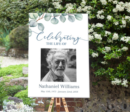 Eucalyptus Funeral Poster Template - lovingmemoryprints