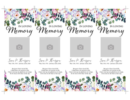 Greenery & Floral Memorial Bookmarks Template