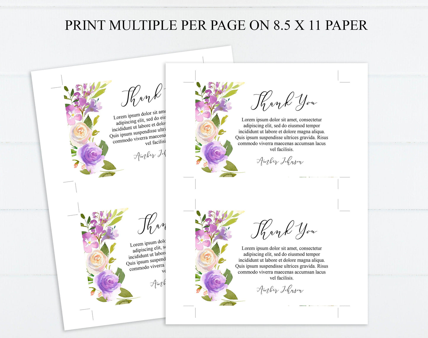 Pink & White Floral Funeral Thank You Cards Template