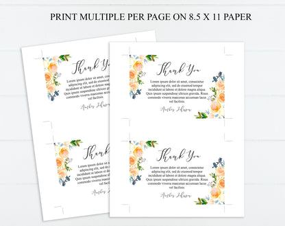 Peach Rose Funeral Thank You Cards Template