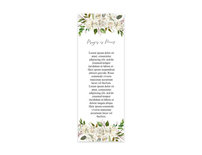 White Rose Funeral Bookmark Keepsake