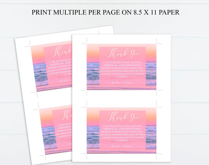 pink and orange sunset theme thank you card templates