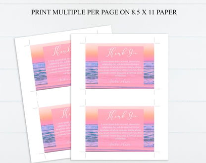 Colorful Ocean Sunset Thank You Cards Template