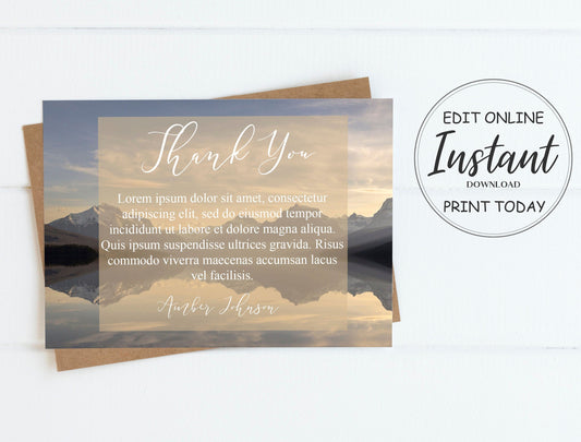 lake view editable funeral card thank you template