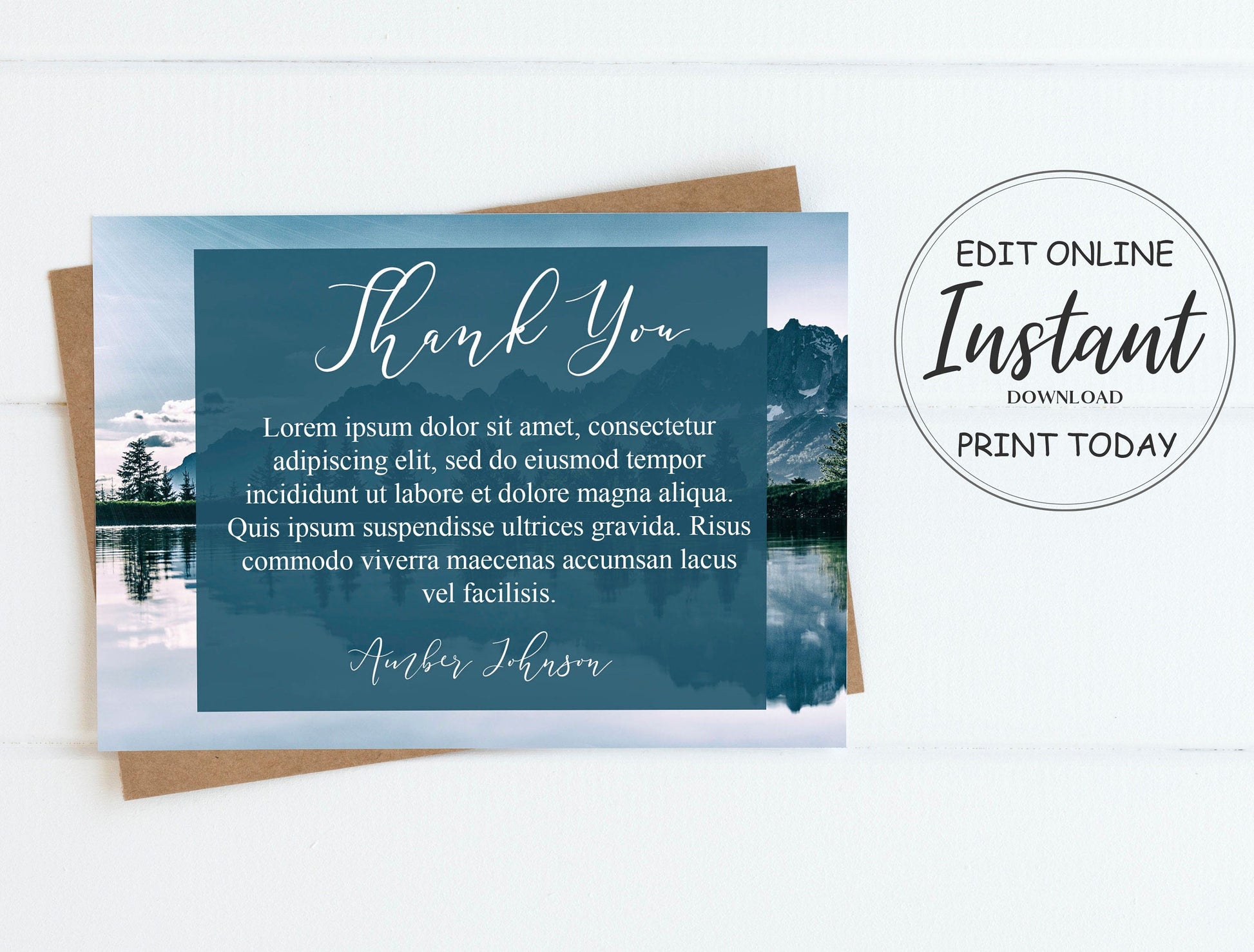 Nature background thank you card template
