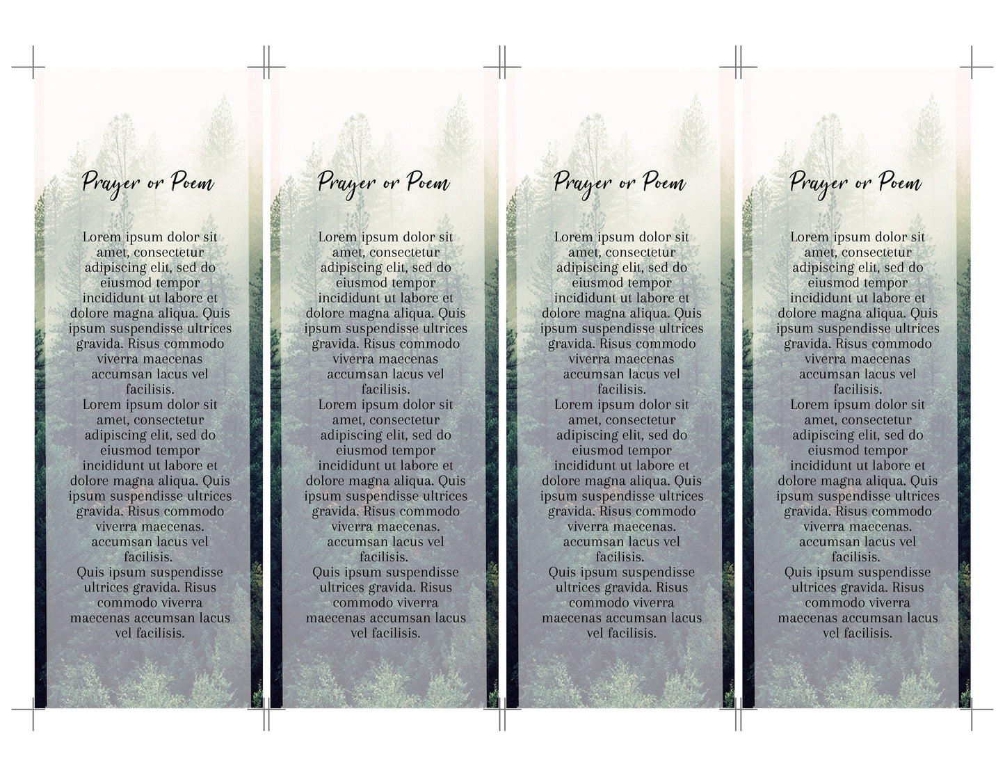 Misty Forest Theme Memorial Bookmarks Template