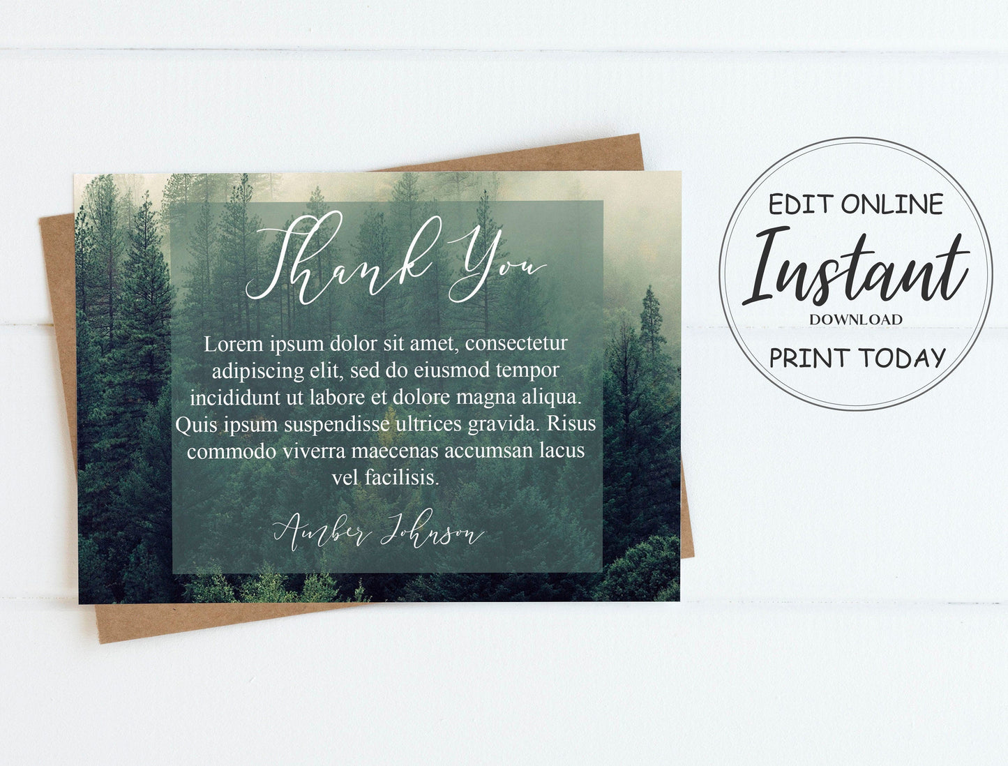 forest background thank you cards templates editable downloadable