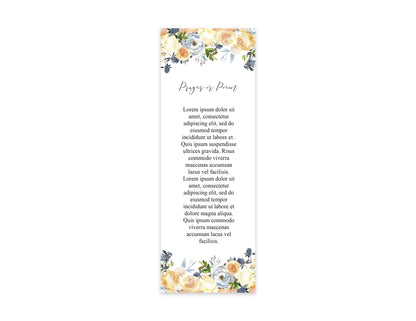 Yellow Rose Funeral Bookmark Keepsake Template