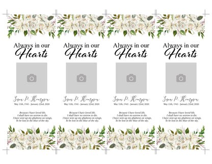 White Rose Funeral Bookmark Keepsake