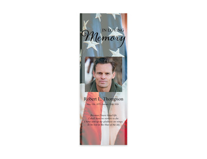 front of american flag background bookmark with personal phot insert