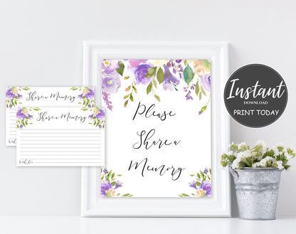 Share a Memory Sign and Cards for Funeral | Memorial Keepsake | Celebration of Life Favors | A105