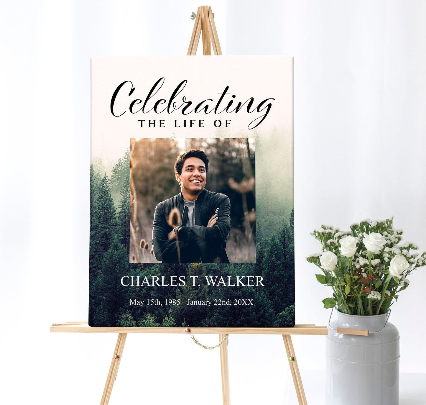 Green Funeral Poster | Memorial Poster Funeral Sign | Celebration of Life Sign | Memorial Service Welcome Sign | A112